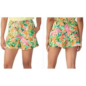 Sanctuary Floral Pull On Shorts Resort Casual Drawstring Women Multicolor Medium